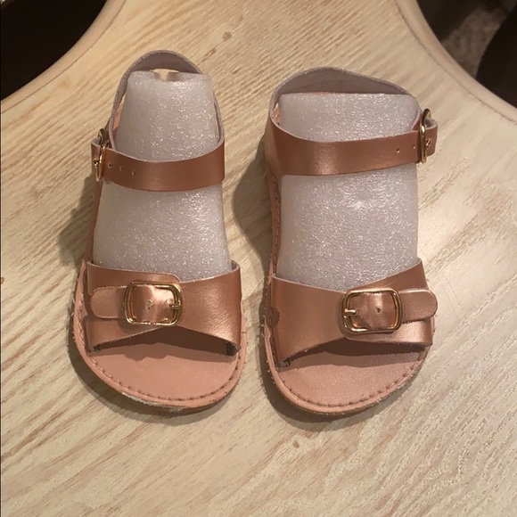 rose gold buckle sandals